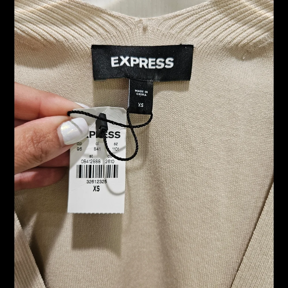 NWT Express Cream Belted Cardigan XS - Picture 6 of 9
